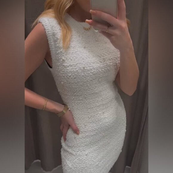 ZARA Pearl Trim Knit Mini Dress - Picture 8 of 9